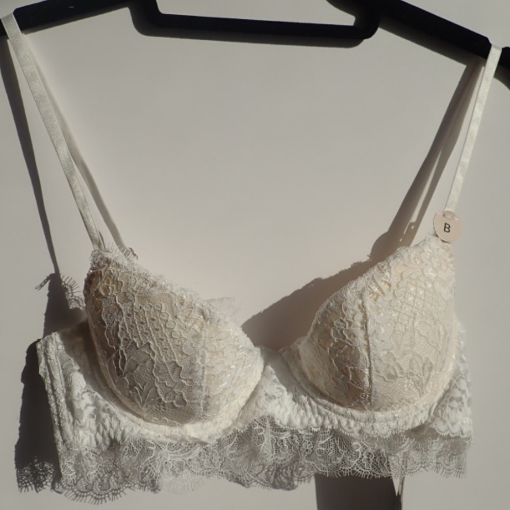 H&M 34B NWT White Lace Pushup Bustier Bra Sexy Hot